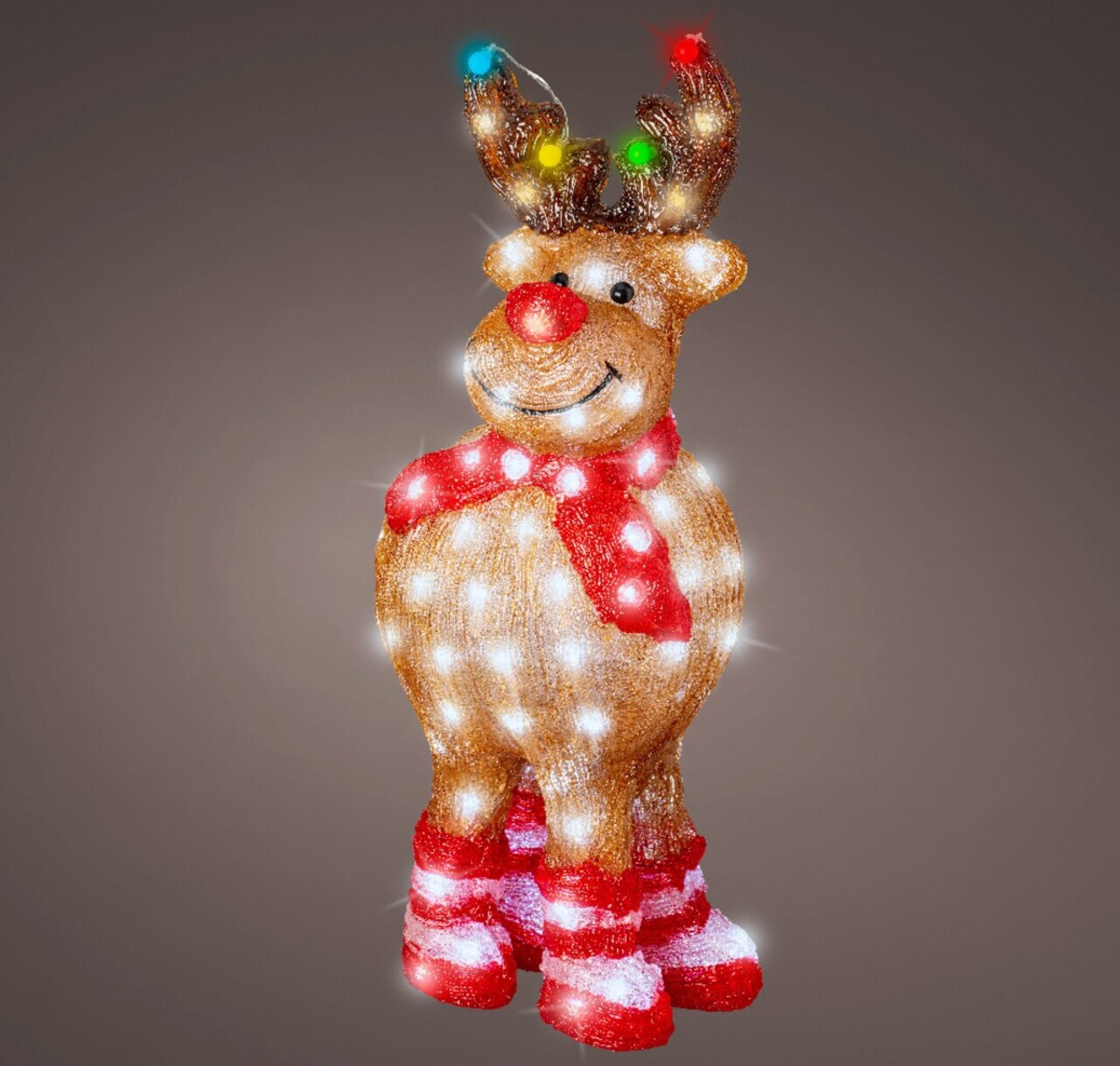 Decoratiune luminoasa de exterior Reindeer, Lumineo, 22.5x29x63.5 cm, 90 LED-uri, acril, multicolor - imagine 4